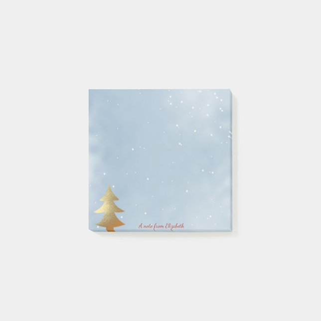 Merry Christmas,Christmas Gold Tree -Personalized Post-it Notes (Front)