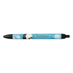 merry christmas, christmas,penguin,flowers,blue, black ink pen