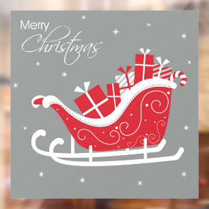 Merry Christmas Christmas Sleigh and Presents Window Cling