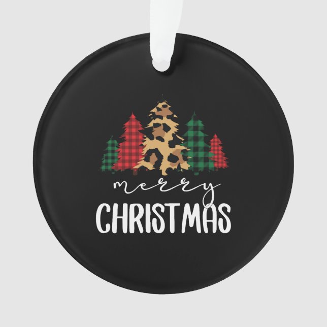Merry Christmas Christmas Svg Leopard Tree Ornament (Front)