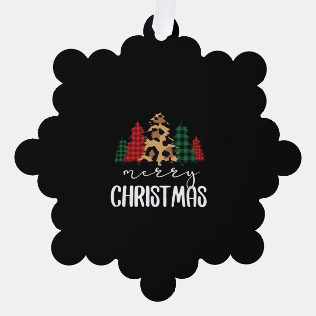 Merry Christmas Christmas Svg Leopard Tree Ornament Card (Front)