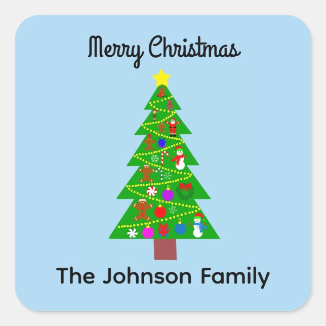 Merry Christmas Christmas Tree #1 Stickers (Front)