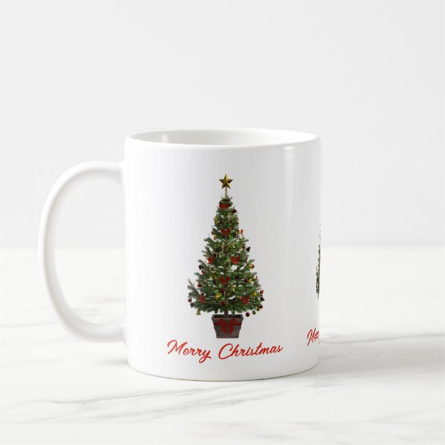 Merry Christmas. Christmas Tree Coffee Mug (Left)