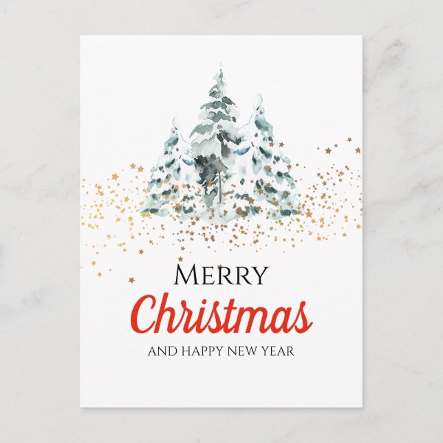 Merry christmas- christmas tree - glitter star holiday postcard (Front)