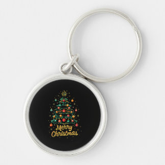 Merry Christmas Christmas Tree Lights Christmas Tr Keychain