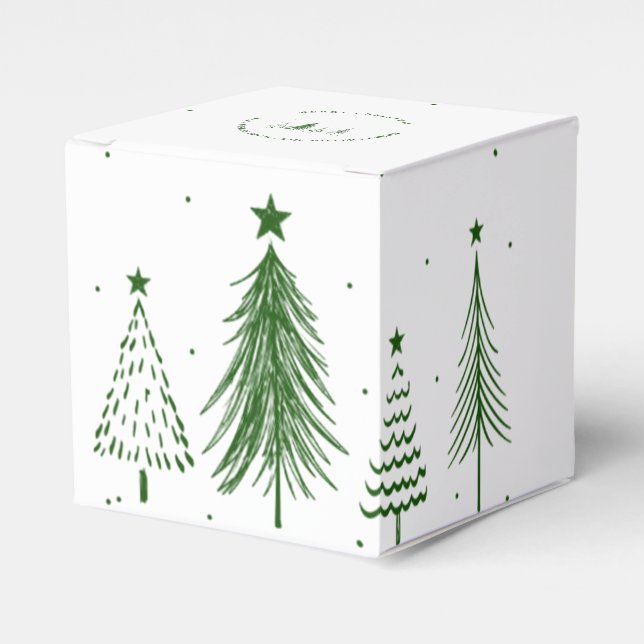 Merry Christmas | Christmas Tree Pattern  Favor Box (Front Side)