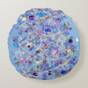 Merry Christmas - Christmas Tree Round Pillow