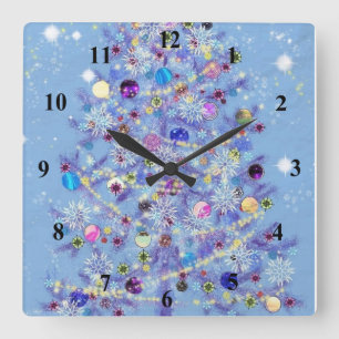 Merry Christmas - Christmas Tree Square Wall Clock