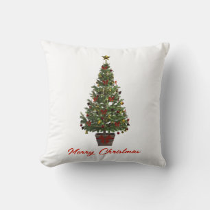Merry Christmas. Christmas Tree Throw Pillow