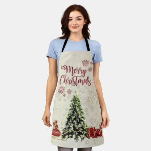 Merry Christmas,Christmas Trees ,Presents,Sleigh Apron