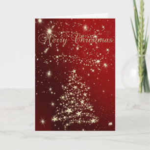 Merry Christmas,Christmas Trees ,Stars Holiday Card