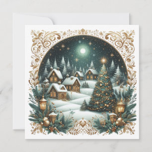 Merry Christmas & Christmas village Personalized Holiday Card