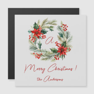 Merry Christmas Christmas wreath magnetic card