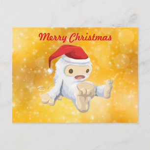 Merry Christmas - Christmas Yeti in Santa Hat Holiday Postcard
