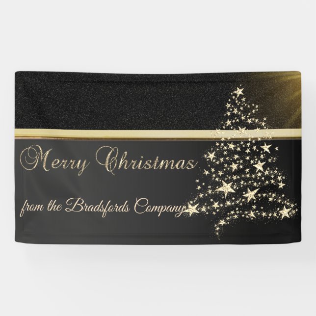 Merry Christmas ,ChristmasTree,Black,Company Banner (Horizontal)
