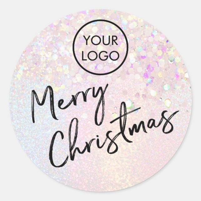 Merry Christmas chunky glitter effect  Classic Round Sticker (Front)