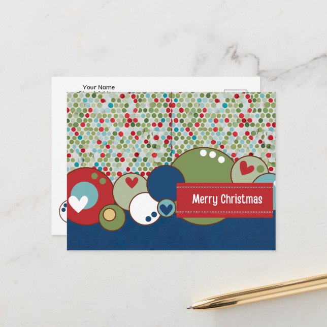 Merry Christmas Circle Postcard (Front/Back In Situ)