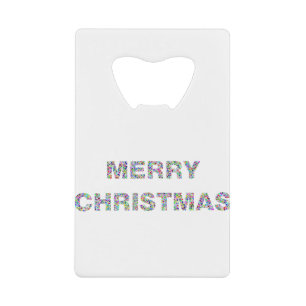 Merry Christmas Circles Prismatic 3 Credit Card Bottle Opener