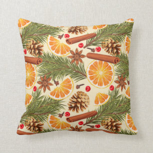 Merry Christmas Citrus and Spice Throw Pillow
