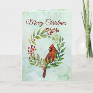 Merry Christmas Classic Cardinal  Holiday Card