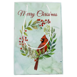 Merry Christmas Classic Cardinal Medium Gift Bag