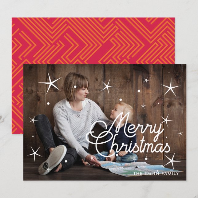 Merry Christmas Classic Family Photo Holiday Card (Front/Back)
