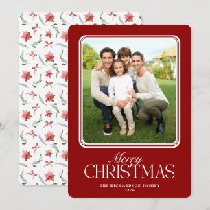 Merry Christmas Classic Minimalist Photo Christmas Holiday Card