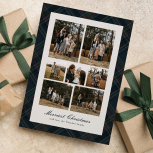 Merry Christmas classic plaid seven photo Holiday Card