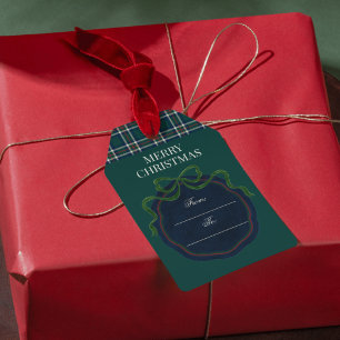 Merry Christmas Classic Preppy Tartan Plaid Gift Tags