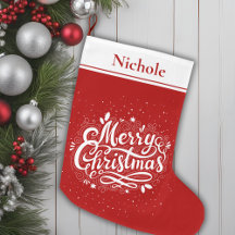 Merry Christmas Classic Red and White Personalized