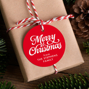 Merry Christmas classic red holiday gift tag