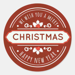 Merry Christmas Classic Round Sticker