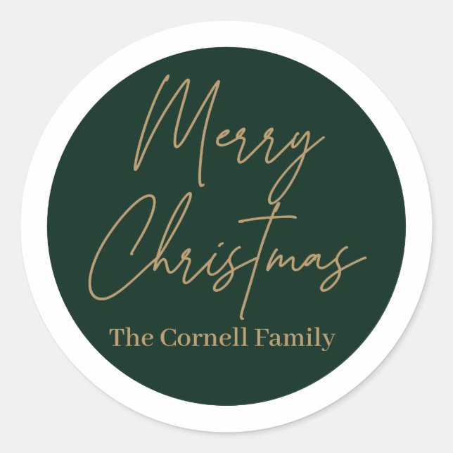 Merry Christmas Classic Round Sticker (Front)