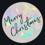 Merry Christmas  Classic Round Sticker<br><div class="desc">please note the holographic effect is not real,  but just simulated</div>