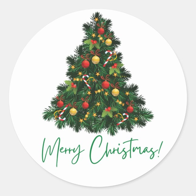 Merry Christmas     Classic Round Sticker (Front)