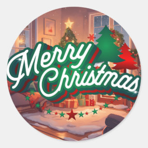 Merry Christmas Classic Round Sticker
