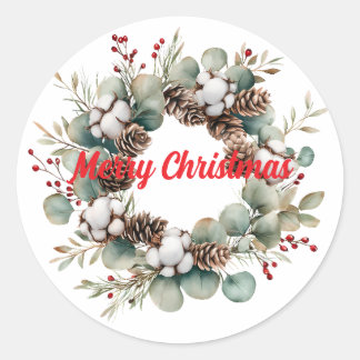 Merry Christmas Classic Round Sticker