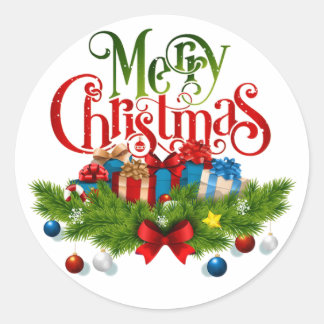 merry christmas classic round sticker