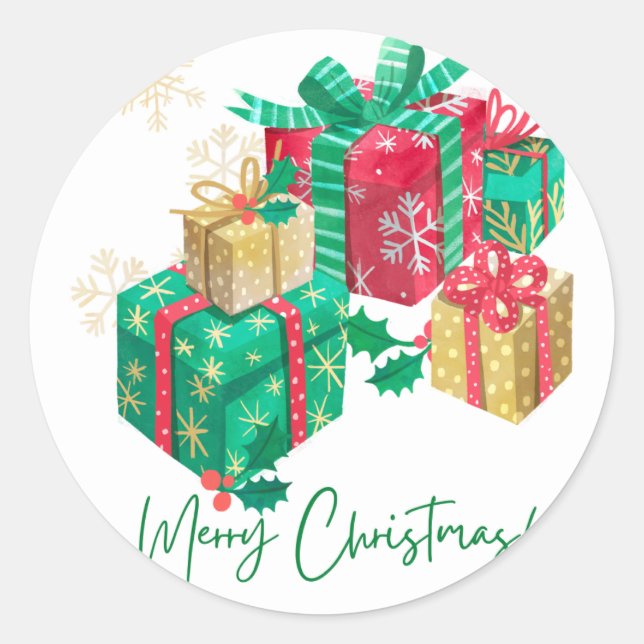 Merry Christmas     Classic Round Sticker (Front)