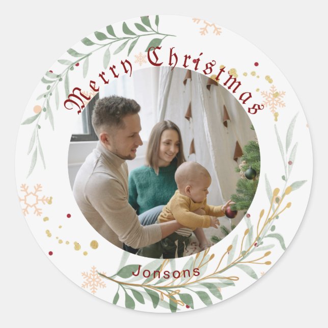 Merry Christmas Classic Round Sticker (Front)