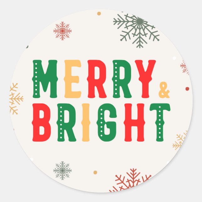 Merry Christmas Classic Round Sticker (Front)