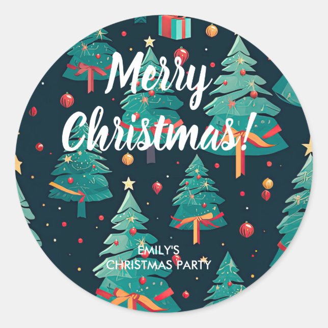 Merry Christmas Classic Round Sticker (Front)