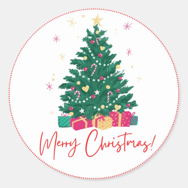 Merry Christmas     Classic Round Sticker (Front)