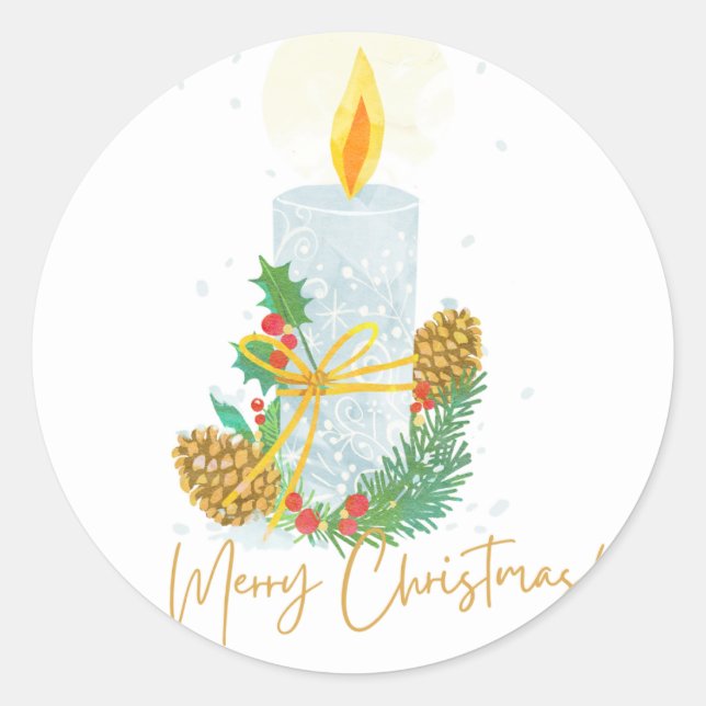 Merry Christmas    Classic Round Sticker (Front)