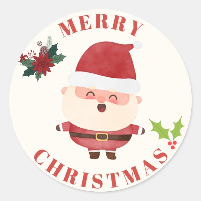 Merry Christmas    Classic Round Sticker (Front)