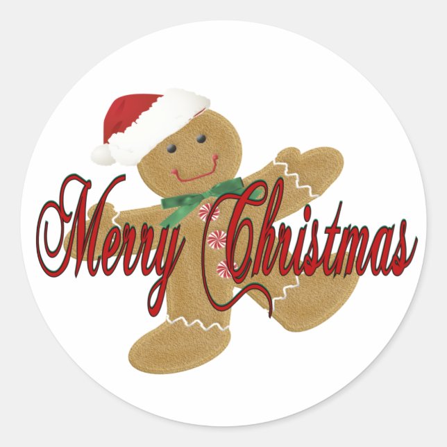 Merry Christmas Classic Round Sticker (Front)