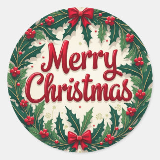 Merry Christmas Classic Round Sticker