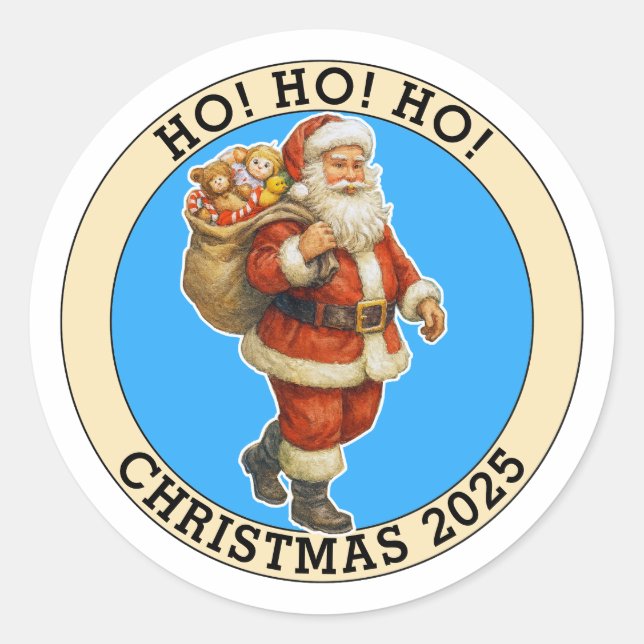Merry Christmas Classic Round Sticker (Front)