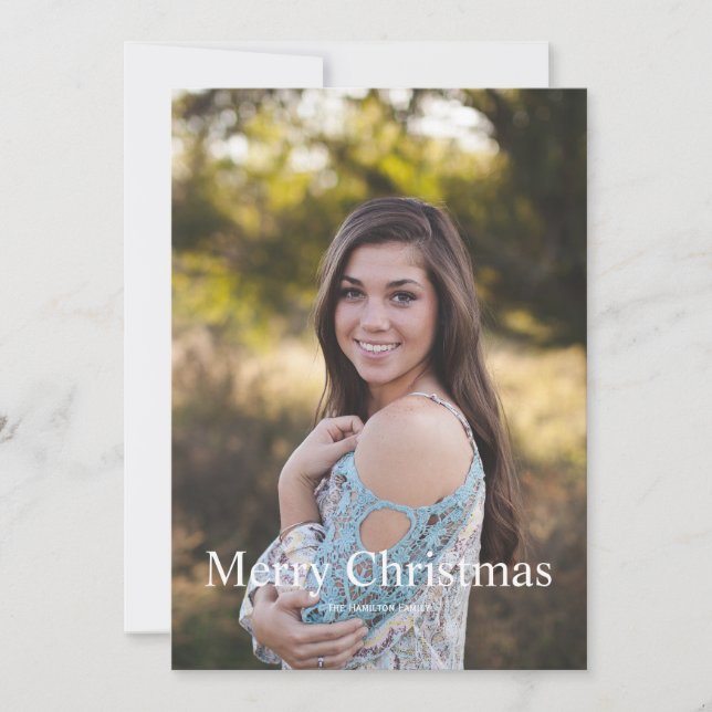 Merry Christmas Classic Rustic Photo Holiday Card (Front)