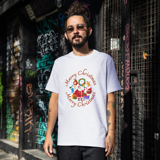 "Merry Christmas" Classic Santa & Holiday Icons Tri-Blend Shirt